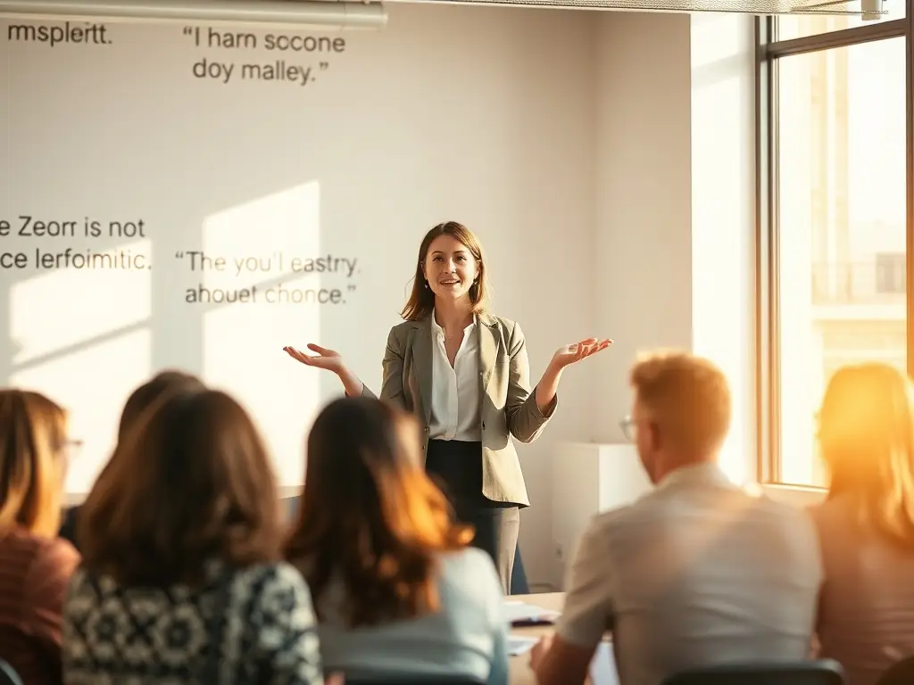 An image of a confident executive leading a team meeting in a modern conference room, symbolizing leadership and collaboration.