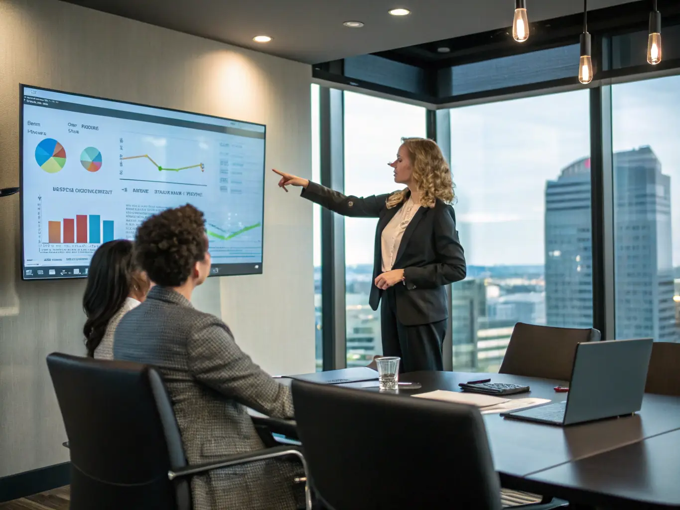 A person confidently presenting in a boardroom, representing leadership and effective communication skills.